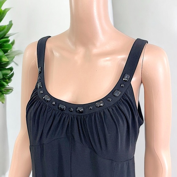 Rena Rowan Black Jewel Neckline Jersey Sleeveless Dress - Picture 3 of 16